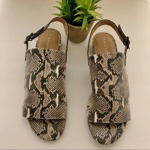 Tahari Conner Snake Print Open Toe Wedge Flats 7.5